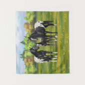 Zwarte appaloosa-paarden in de zomerperiode wandkleed (Voorkant)