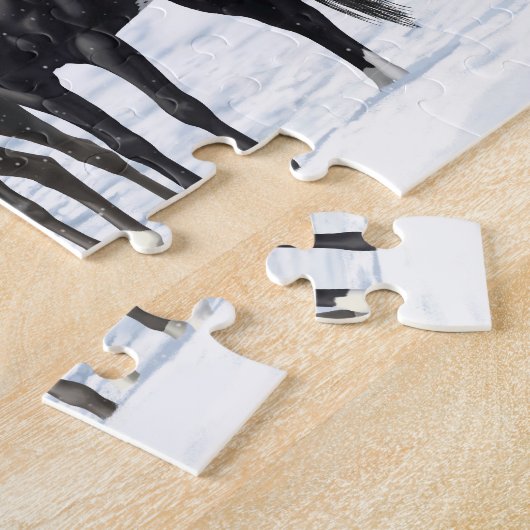 zwarte appaloosa-paarden in sneeuw legpuzzel (Zijkant)