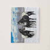 zwarte appaloosa-paarden in sneeuw legpuzzel (Verticaal)