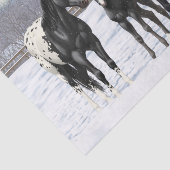 zwarte appaloosa-paarden in sneeuw tissuepapier (Detail)
