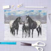 zwarte appaloosa-paarden in sneeuw tissuepapier (Craft)
