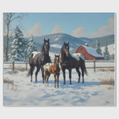 Zwarte Appaloosa paarden op een Boerderij in de wi Cadeaupapier (Vlak)