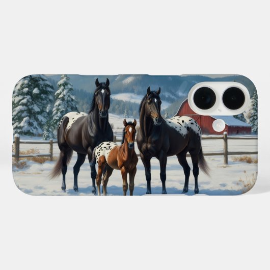 Zwarte Appaloosa paarden op een Boerderij in de wi Case-Mate iPhone Case (Achterkant (horizontaal))