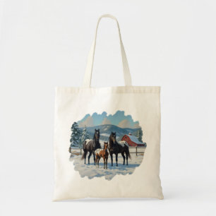 Zwarte Appaloosa paarden op een Boerderij in de wi Tote Bag