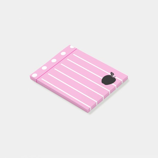 Zwarte Appel Roze  noten Post-it® Notes (Schuin)