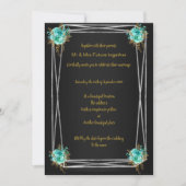 ZWARTE AQUA GOLD ELEGANT WEDDING INVITATION KAART (Voorkant)