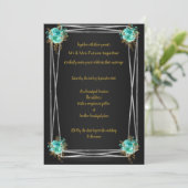 ZWARTE AQUA GOLD ELEGANT WEDDING INVITATION KAART (Staand voorkant)