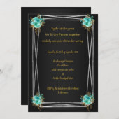 ZWARTE AQUA GOLD ELEGANT WEDDING INVITATION KAART (Voorkant / Achterkant)