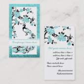 Zwarte, aqua pauw en kersenbloesems visitekaartje (Voorkant / Achterkant)