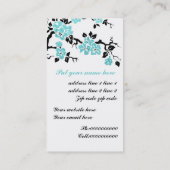 Zwarte, aqua pauw en kersenbloesems visitekaartje (Achterkant)