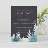 ZWARTE AQUA PINE TREE SNOWY FOREST CHRISTMAS PARTI FEESTDAGENKAART (Staand voorkant)