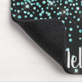 Zwarte Aqua Sparkle Crystal Muismat (Hoek)