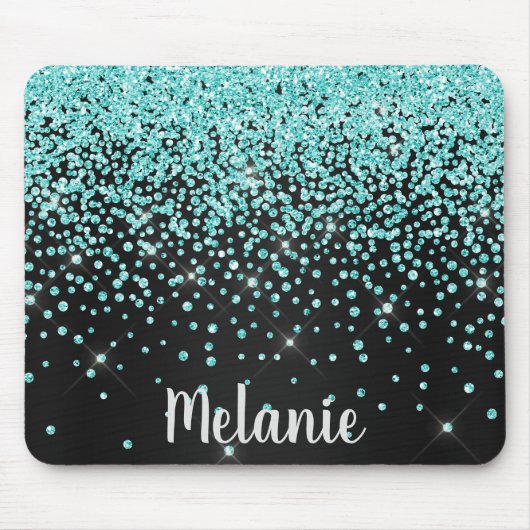 Zwarte Aqua Sparkle Crystal Muismat (Voorkant)