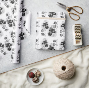 Zwarte Aquarel Originele Oriëntaalse Bloemen Cadeaupapier