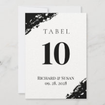 Zwarte Aquarel Trouwtafel Nummerkaart