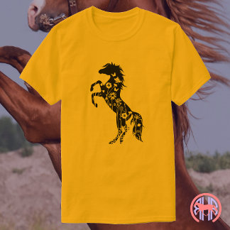 Zwarte Arabische Bloempaard T-shirt