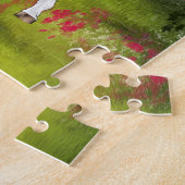 Zwarte Arabische paard in de lenteweide Legpuzzel (Zijkant)