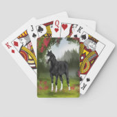 Zwarte Arabische paard in de lenteweide Pokerkaarten (Achterkant)
