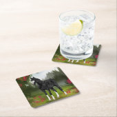 Zwarte Arabische Paard Print Kartonnen Onderzetters (Insitu)