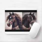 Zwarte Arabische paarden Muismat (Met muis)