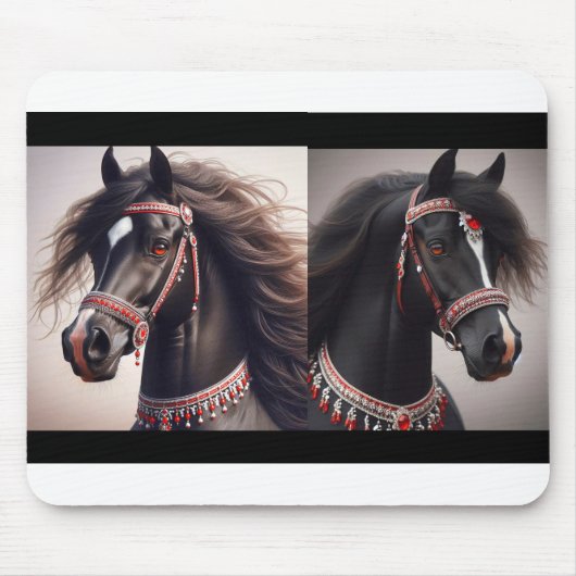 Zwarte Arabische paarden Muismat (Voorkant)