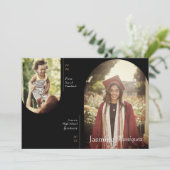 Zwarte Arch Photo then/Now Afstuderen Notice Kaart (Staand voorkant)