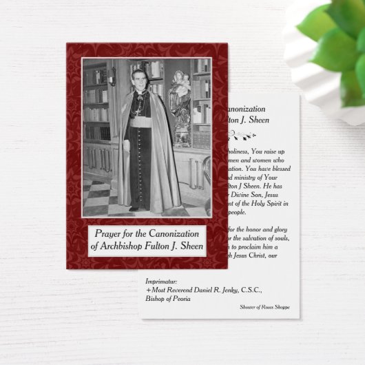 ZWARTE ARCHBISHOP FULTON SHEEN PRAYER CARDS VISITEKAARTJE (Bureau)