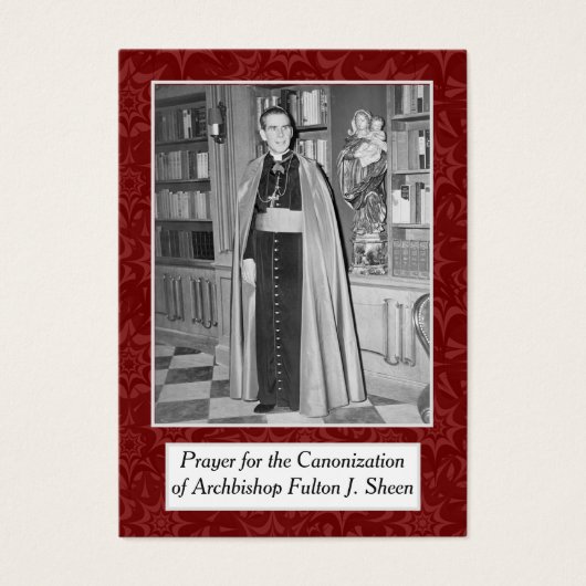 ZWARTE ARCHBISHOP FULTON SHEEN PRAYER CARDS VISITEKAARTJE (Voorkant)