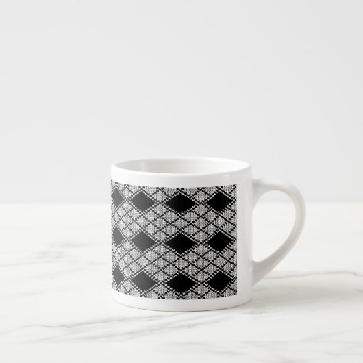 ZWARTE ARGYLE BREI Espressiekop Espresso Kop (Rechts)