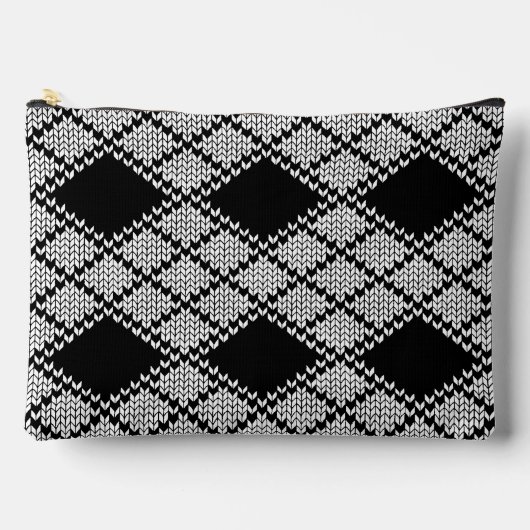 ZWARTE ARGYLE BREI Grote Accessoiretas Etui (Voorkant)