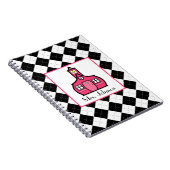 Zwarte Argyle en roze leraarlaptop Notitieboek (Rechterzijde)