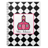 Zwarte Argyle en roze leraarlaptop Notitieboek (Voorkant)