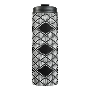 ZWARTE ARGYLE GEBREIDE Thermische Tumbler Thermosbeker