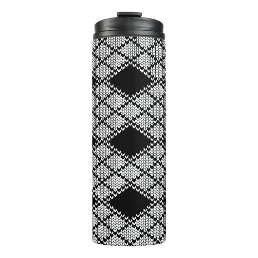 ZWARTE ARGYLE GEBREIDE Thermische Tumbler Thermosbeker (Voorkant)