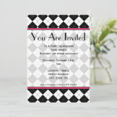 Zwarte Argyle uitnodiging voor mode (Staand voorkant)