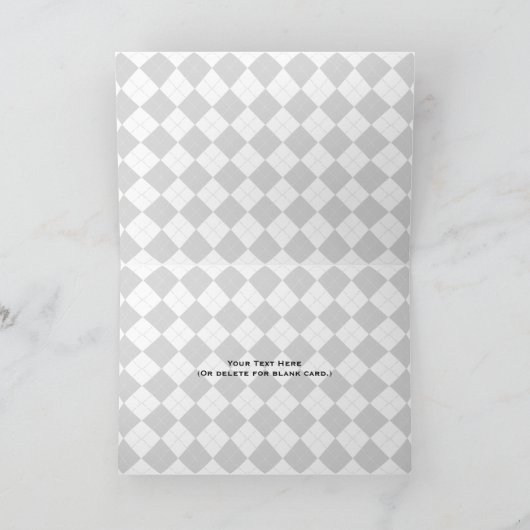 Zwarte Argyle Verjaardag Kaart met Roze Cupcake (Binnen)