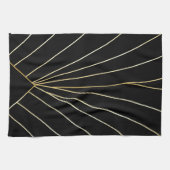 Zwarte Art Deco Design Theedoek (Horizontaal)