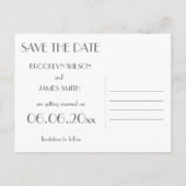 Zwarte Art Deco Gatsby Bewaar De Datum Het Is Er O Aankondigingskaart (Achterkant)