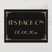 Zwarte Art Deco Gatsby Bewaar De Datum Het Is Er O Aankondigingskaart (Voorkant)