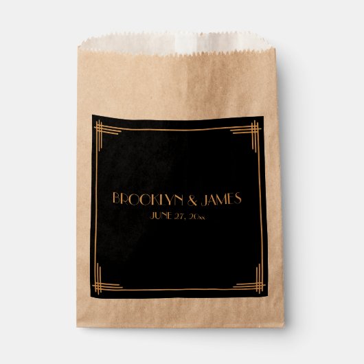 Zwarte Art Deco Gatsby Bruiloft Bedankzakje (Voorkant)