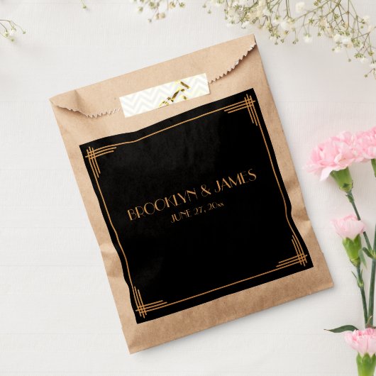 Zwarte Art Deco Gatsby Bruiloft Bedankzakje (Gezegeld)