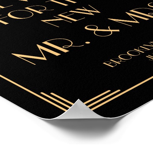 Zwarte Art Deco Gatsby gastensign 20x25cm Poster (Hoek)