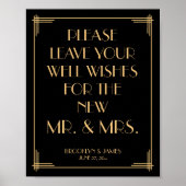 Zwarte Art Deco Gatsby gastensign 20x25cm Poster (Voorkant)