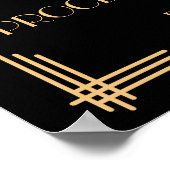Zwarte Art Deco Gouden Gatsby Open Bar Bord 45x60  Poster (Hoek)