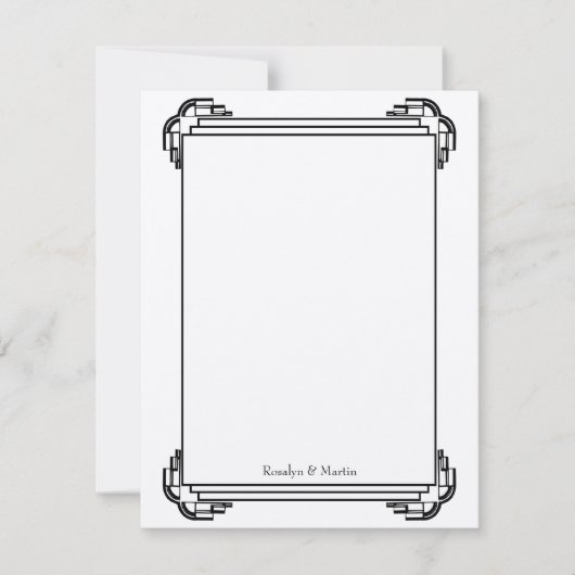 Zwarte Art Deco kader trouw aangepaste bedankbrief Bedankkaart (Voorkant)