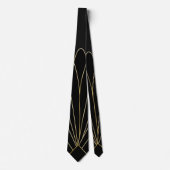 Zwarte Art Deco Ontwerp Stropdas (Voorkant)