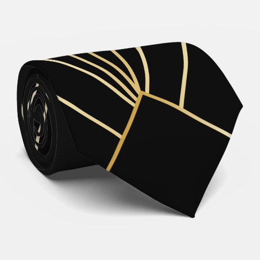 Zwarte Art Deco Ontwerp Stropdas (Opgerold)
