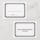 Zwarte art deco retro bruiloft gast zitkaarten plaatskaartje (Voorkant / Achterkant)