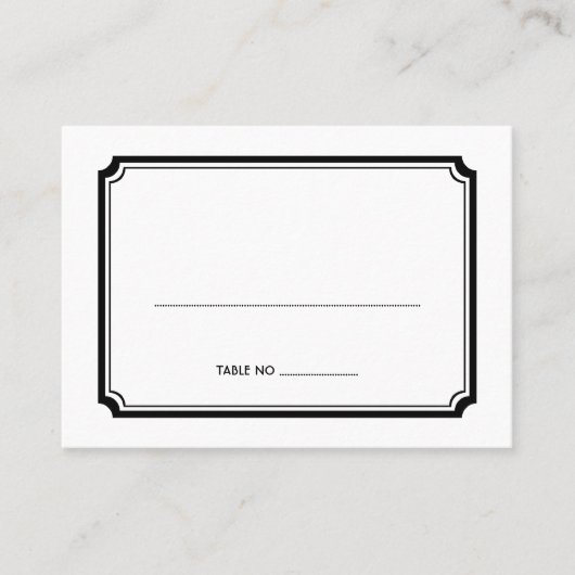 Zwarte art deco retro bruiloft gast zitkaarten plaatskaartje (Voorkant)