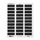 Zwarte Art Deco Trouw Monogram Adres Etiket (Full Sheet)